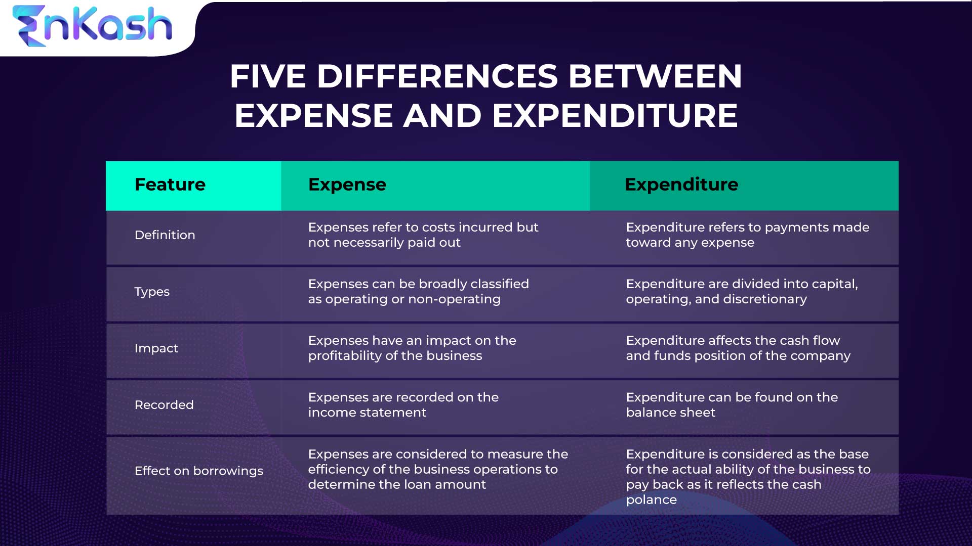 differences between expense between expenditure